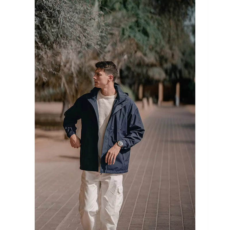 men's oversize windbreaker jacket with detachable hood, view 5 - MRSLM