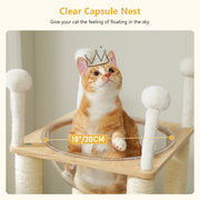 modern wooden cat tree tower with 2-floor condo, view 7 - MRSLM