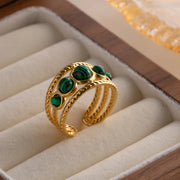 malachite gold ring, view 2 - MRSLM
