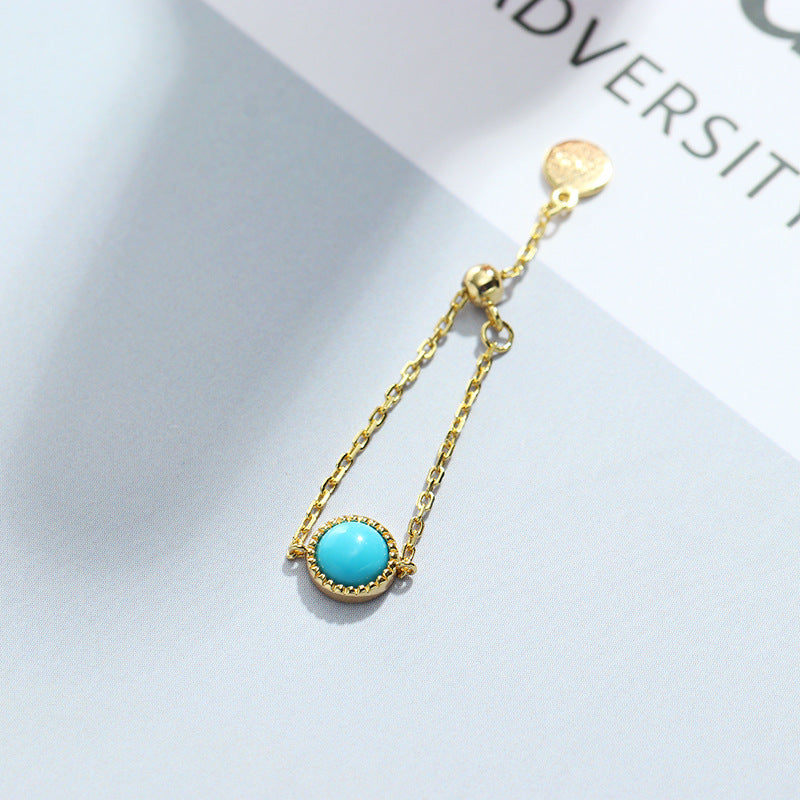 faux turquoise soft chain silver ring, view 4 - MRSLM