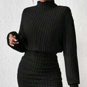 high neck ribbed knit suit, view 2 - MRSLM