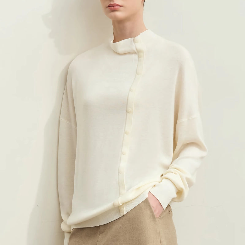 asymmetrical mock neck sweater, view 4 - MRSLM