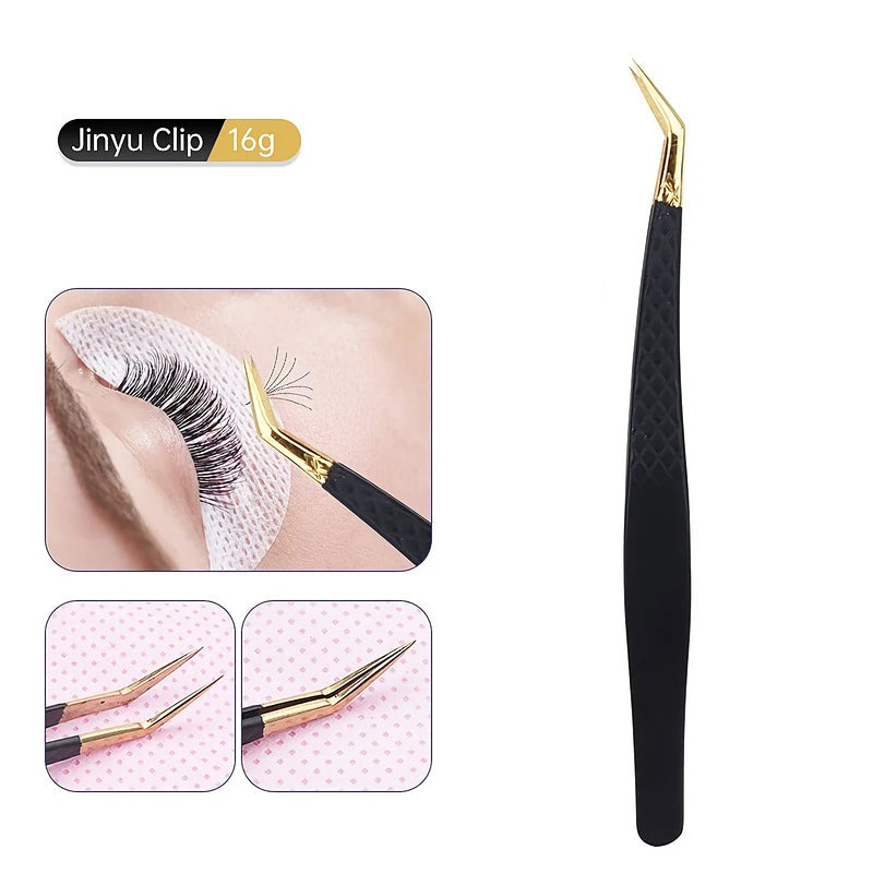 stainless steel eyelash tweezers, view 3 - MRSLM