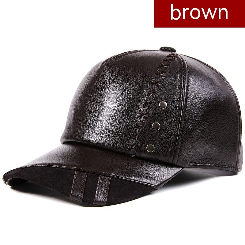 sheepskin leather baseball cap, view 6 - MRSLM