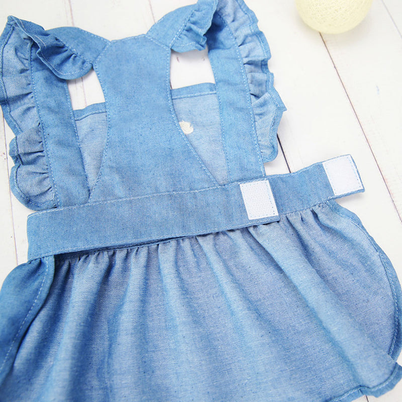 denim dog dress with tutu skirt, view 7 - MRSLM