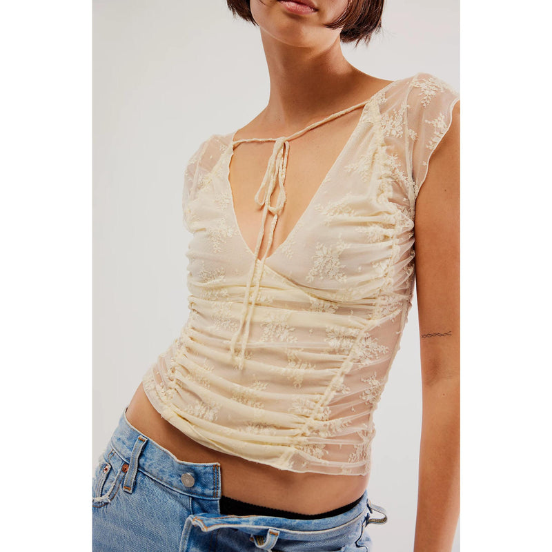 Floral lace backless top, view 5 - MRSLM