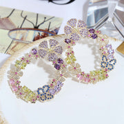 3D butterfly flower zircon earrings - MRSLM
