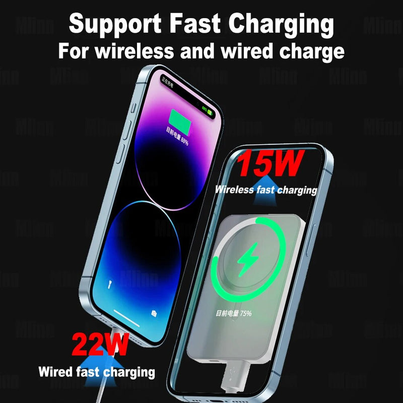 Ultra-Fast 20W PD Magnetic Wireless Power Bank - 20000mAh High-Capacity Charger for Qi Devices