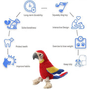 plush parrot squeaky dog toy, view 6 - MRSLM