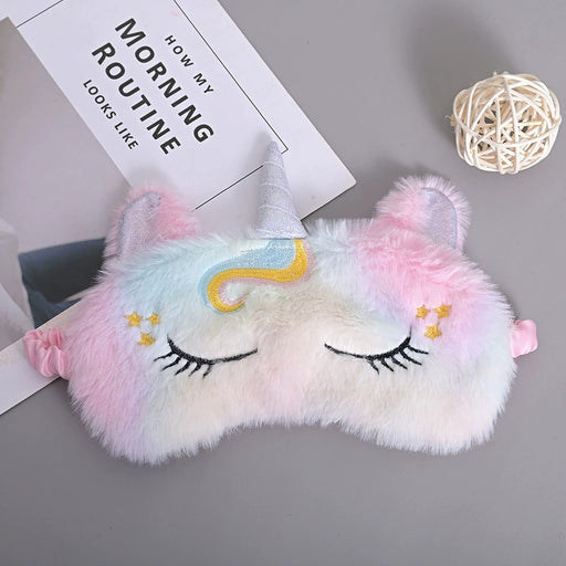 glitter unicorn plush eye mask, view 5 - MRSLM