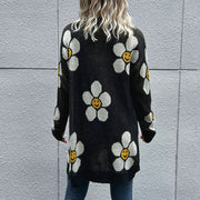 flower long sleeve knit cardigan black, view 2 - MRSLM