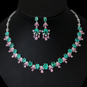 women's zirconia tassel necklace earrings set, view 4 - MRSLM