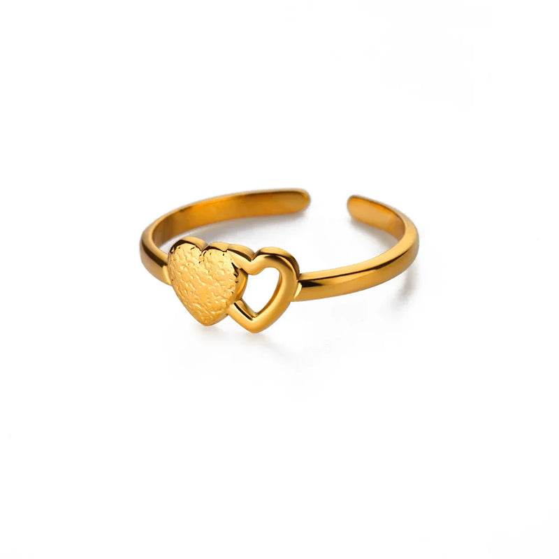 minimalist adjustable heart ring, view 2 - MRSLM
