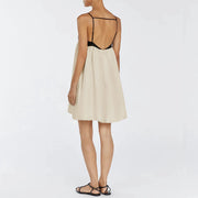 linen spaghetti strap mini dress, view 5 - MRSLM
