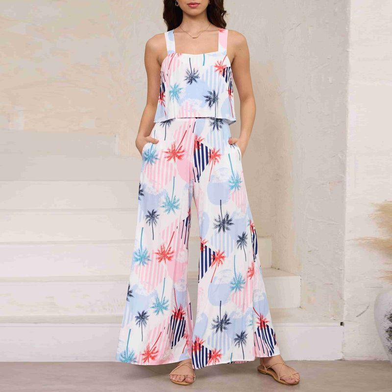 paisley wide leg jumpsuit set, view 25 - MRSLM