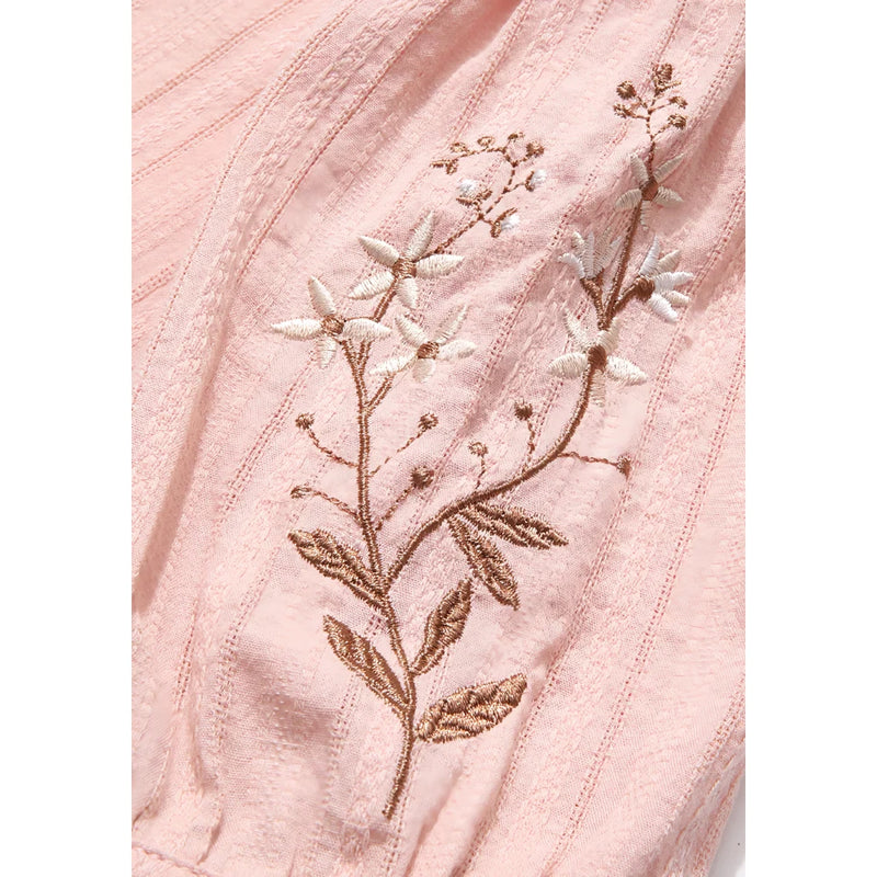 Floral embroidered stand collar blouse, view 7 - MRSLM