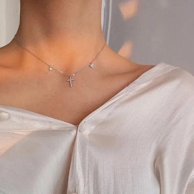 S925 silver cross pendant necklace, view 4 - MRSLM