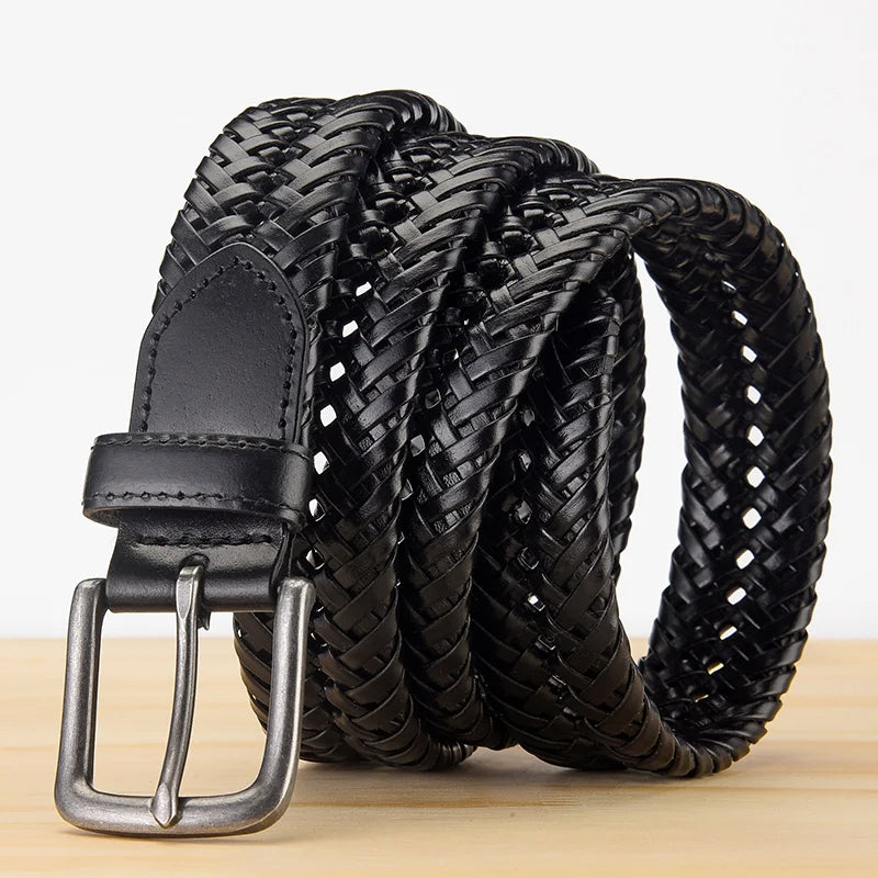 men's genuine leather braided belt, view 10 - MRSLM