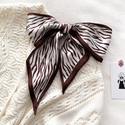 zebra print silk-feel scarf, view 10 - MRSLM