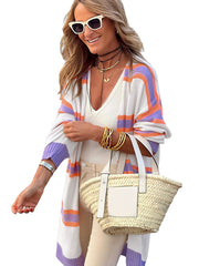 women's multicolor loose cardigan sweater, view 5 - MRSLM