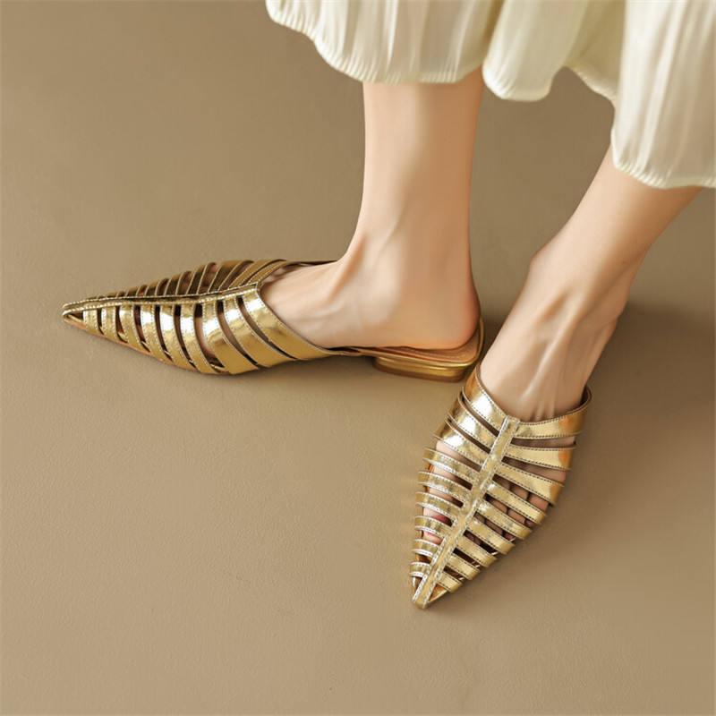 sheepskin pointed toe slippers, view 23 - MRSLM