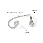 stainless steel open bracelet with cubic zirconia, view 8 - MRSLM