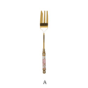 gold dessert fork, view 3 - MRSLM