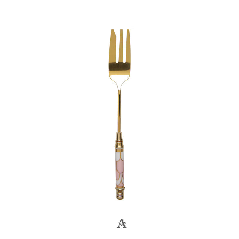gold dessert fork, view 3 - MRSLM