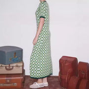 green plaid knitted dress, view 4 - MRSLM