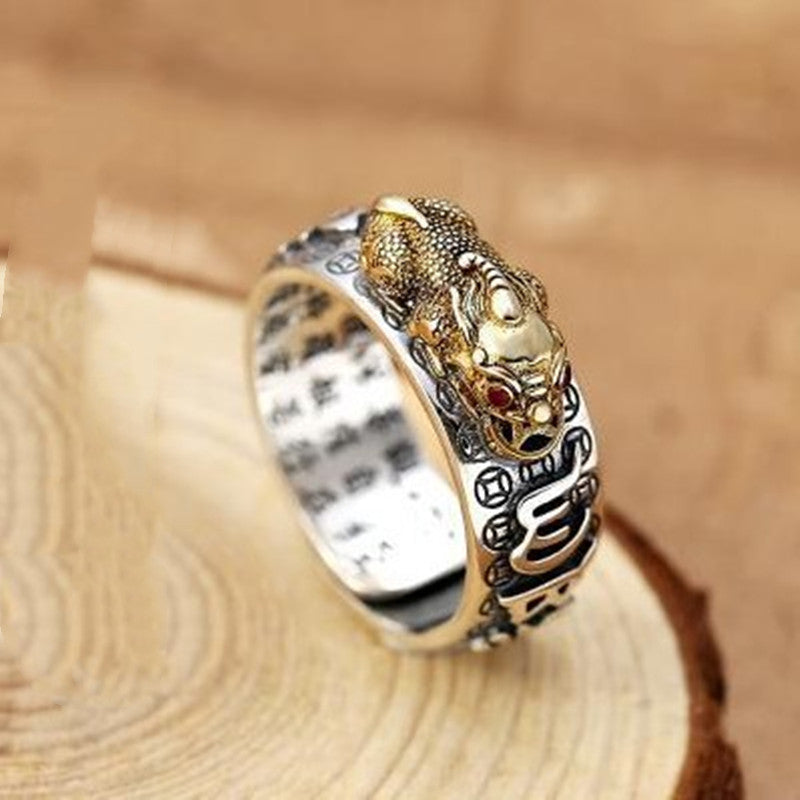 men's silver pixiu ring, view 6 - MRSLM