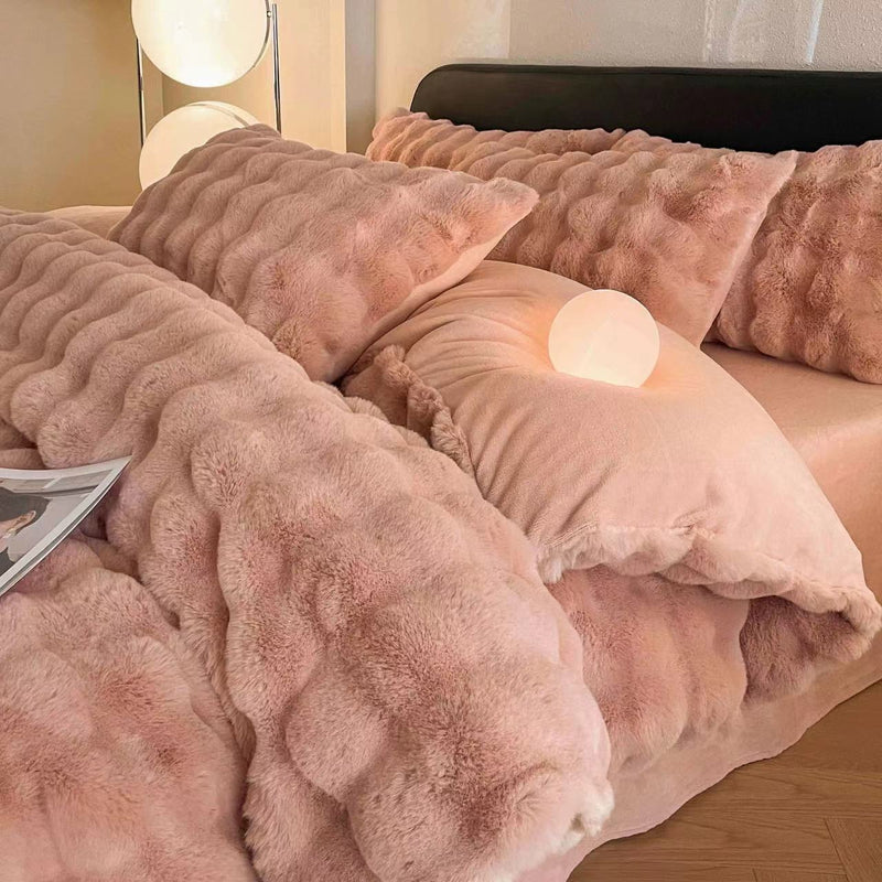 Plush milk fiber four-piece bedding set, view 10 - MRSLM