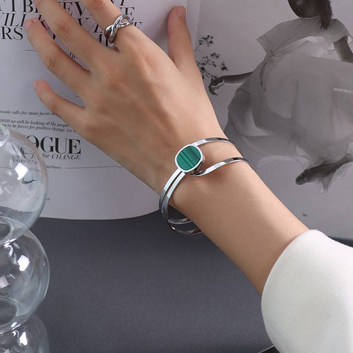titanium steel jade-look acrylic bangle - MRSLM