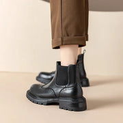 women's leather ankle boots with thick heels, view 6 - MRSLM