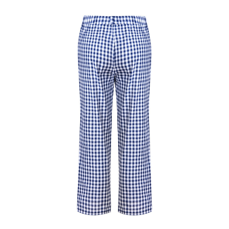 Cropped Pants With Checkered Panels For Versatility
