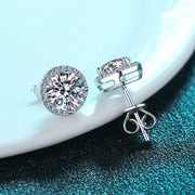 women's moissanite-style s925 silver earrings, view 3 - MRSLM