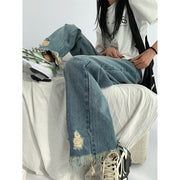vintage ripped wide leg jeans for women, view 5 - MRSLM
