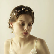 pearl flower leaf headband crown, view 7 - MRSLM