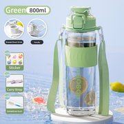 800ml insulated glass water bottle with tea filter, view 5 - MRSLM