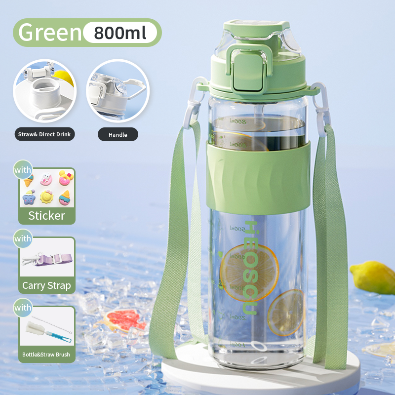 800ml insulated glass water bottle with tea filter, view 5 - MRSLM