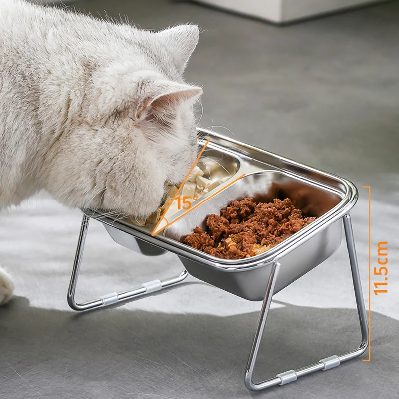 stainless steel elevated cat bowls, view 8 - MRSLM