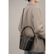 leather bucket shoulder bag, view 12 - MRSLM