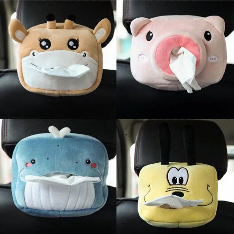 Plush animal car tissue holder, view 6 - MRSLM