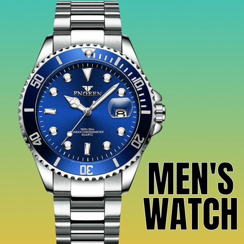 men's stainless steel luminous quartz watch, view 6 - MRSLM