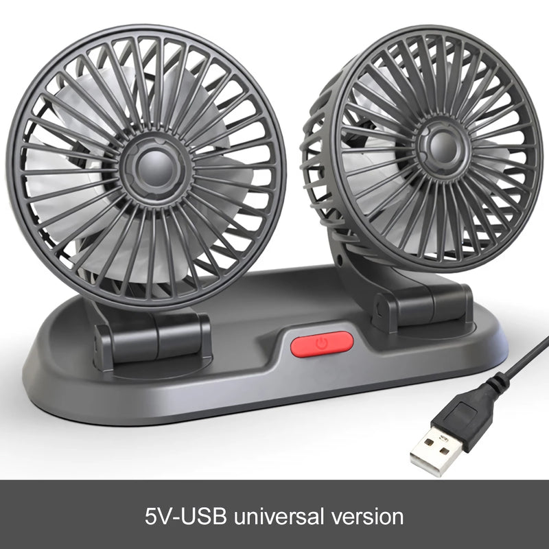 dual head USB car fan, view 4 - MRSLM