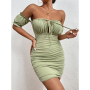 off-shoulder bodycon dress, view 2 - MRSLM