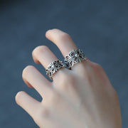 s925 sterling silver cross flower ring - MRSLM