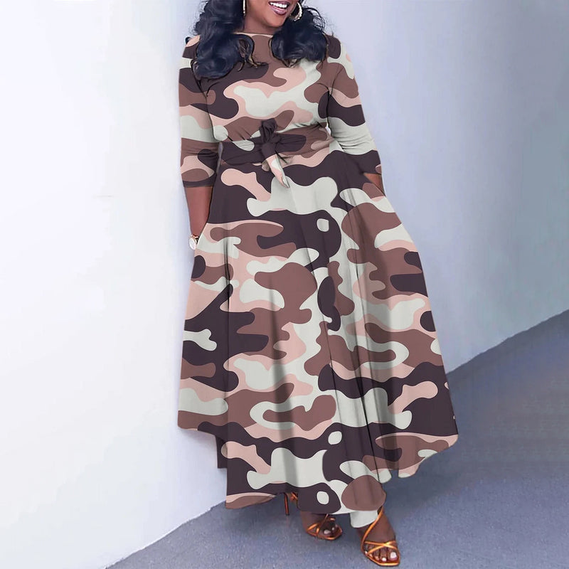 lace-up printed plus size dress, view 11 - MRSLM