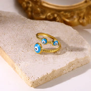 gold evil eye stainless steel ring, view 3 - MRSLM