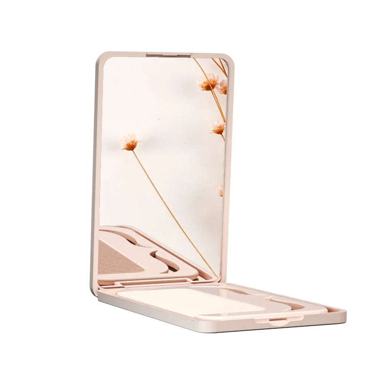 portable travel makeup mirror with comb, view 3 - MRSLM