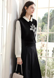 Women's black sweater vest, view 6 - MRSLM